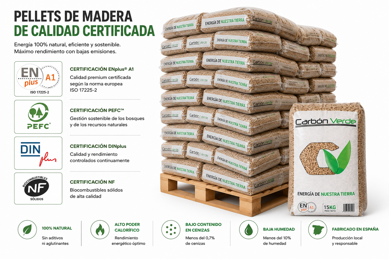 Carbón verde pellet – 88 sacos